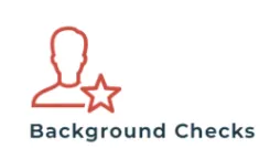 Background investigations service illustration showing a person and a verification star